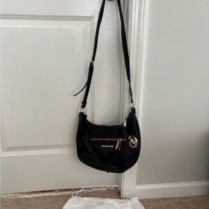 Michael Kors Black Shoulder Bag with Gold Accents